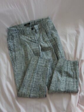 Dalia Gray Textured Ankle Pants Size 6 Cotton Blend